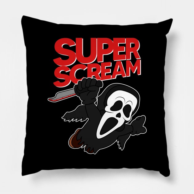 Super Scream Halloween Pillow by SibaritShirt