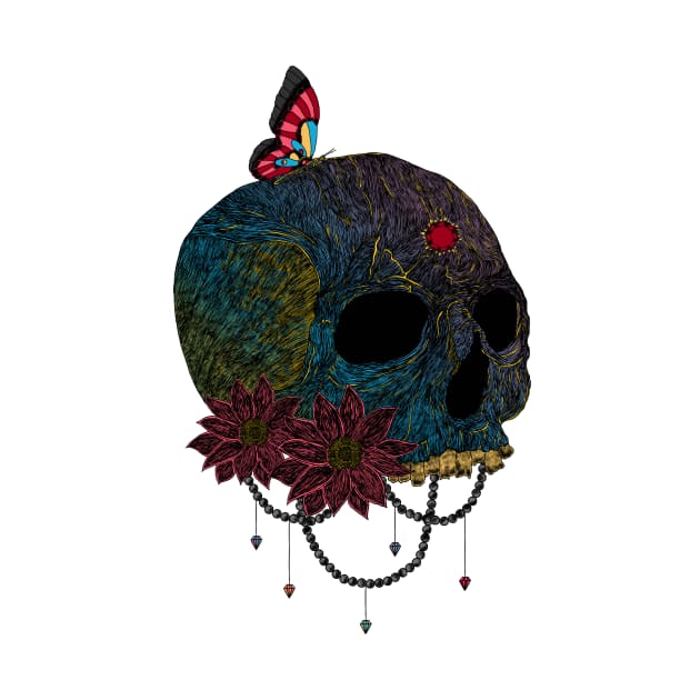 Butterfly On Colorful Skull Creepy Artist Graphic by theperfectpresents