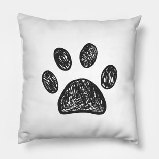 Doodle black paw print Pillow