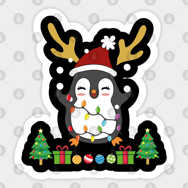 Penguin reindeer Christmas light design - Penguin Christmas Tree Merry Christmas - Sticker | TeePublic Penguin reindeer Christmas light design - Penguin Christmas Tree Merry Christmas - Sticker | TeePublic