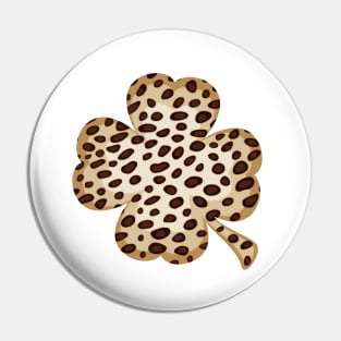 Cheetah Leopard Pattern Four Leaves Clover Pin