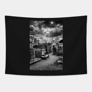 Cloudy Day at St. Louis Cemetery in Black and White Tapestry