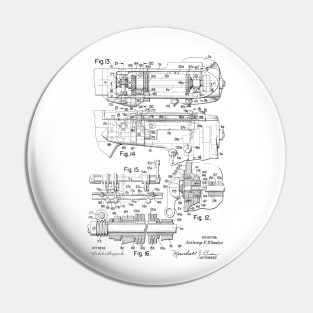 Zigzag Mechanism for Sewing Machine Vintage Patent Hand Drawing Pin