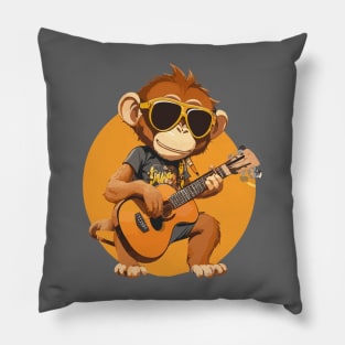 Monkey Play Guitar Pillow