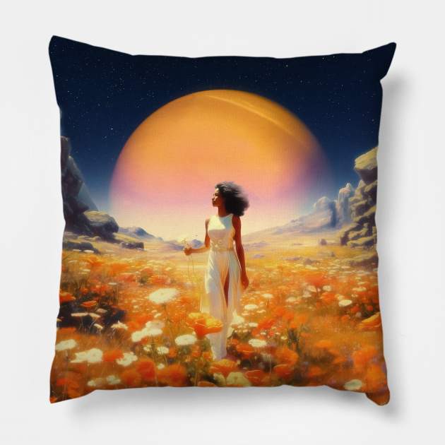 Cosmic Flower Field Pillow by Taudalpoi