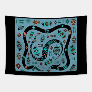 Mimbres Tribal Serpents Tapestry