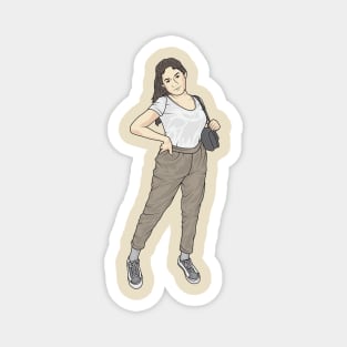 Fashionista White Shirt And Cargo Pants Magnet