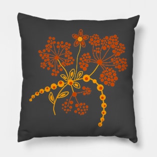 Folk flowers floral art print  Flowers abstract art Pillow