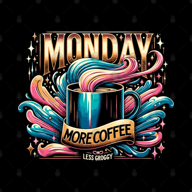 Exclusive 'Monday: more coffee, less groggy' design by WEARWORLD