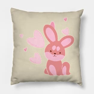 Bunny Love Pink Heart Pillow