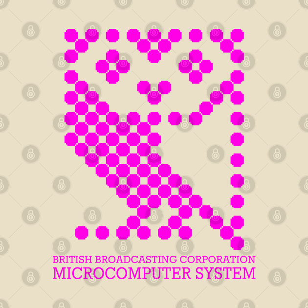 BBC Micro 1980s Owl Logo in Magenta by Out of Memory