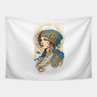 Steampunk Golden Woman 3 - A fusion of old and new technology Tapestry