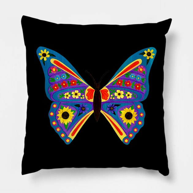 Flower Butterfly Pillow by Near-Face Goddess