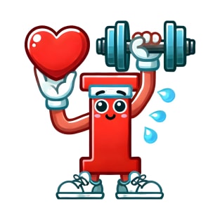 I Heart Alphabet "I" Hold a Heart and A Dumbbell T-Shirt