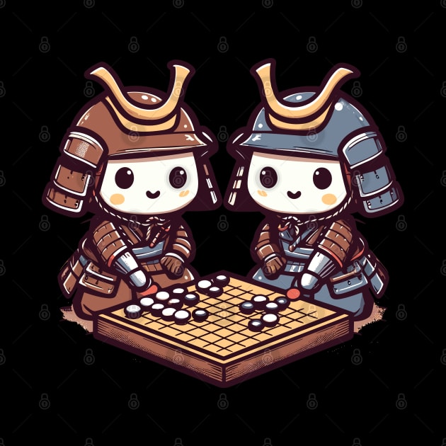 Kawaii samurai go board game baduk by TomFrontierArt