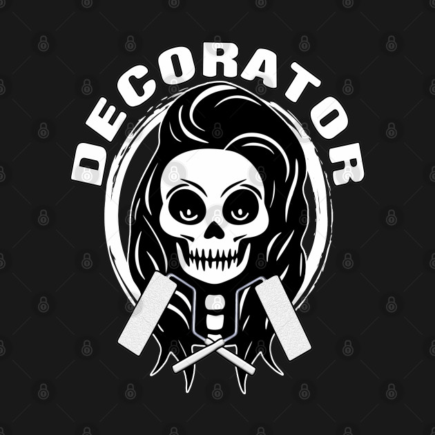 Female Decorator Skull and Paint Roller White Logo by Nuletto