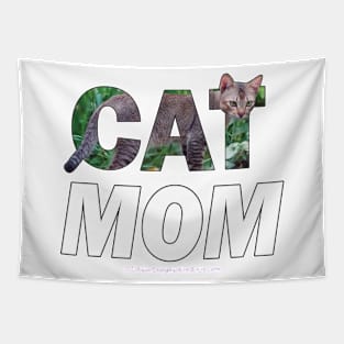 CAT MOM - brown cat oil painting word art Tapestry