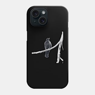dark drawing of crow on a branch Phone Case