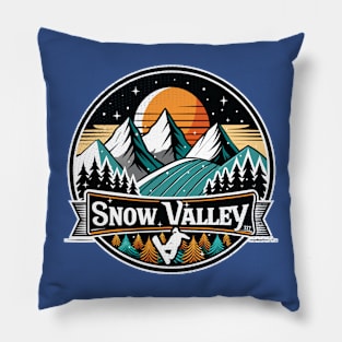 Retro Snow Valley Ski Pillow