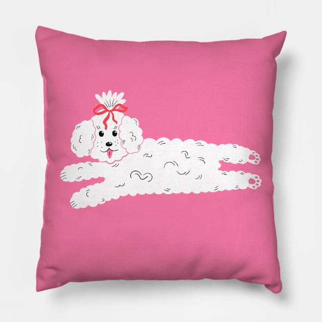 Cute maltipoo coquette dog with bow in clouds illustration. dog lover art gift Pillow by WeirdyTales