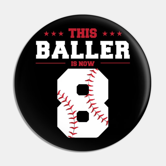 This Baller Is Now 8 Birthday Baseball Theme Bday Party Pin by KB Badrawino