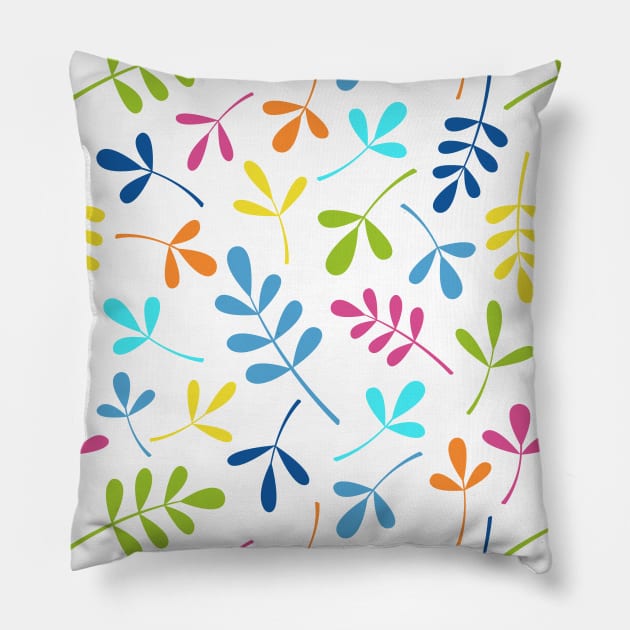 Multicolored Assorted Leaf Silhouettes Pillow by NataliePaskell