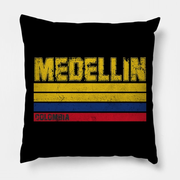 Medellin Vintage Columbia Flag Municipality Pillow by Print-Dinner