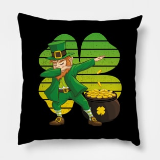 Dabbing Leprechaun St. Patricks Day Vintage Retro Clover Shamrock Pillow