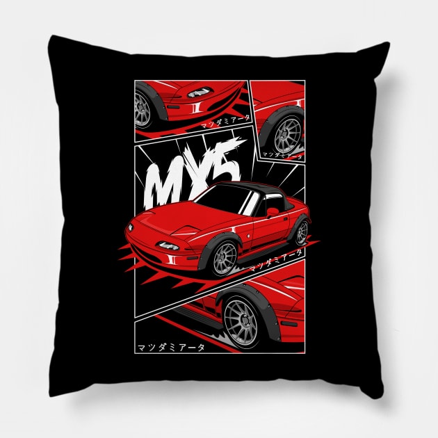 Miata jdm manga style Pillow by R.autoart