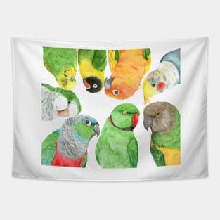 Special medium parrots watercolor painting party Tapestry