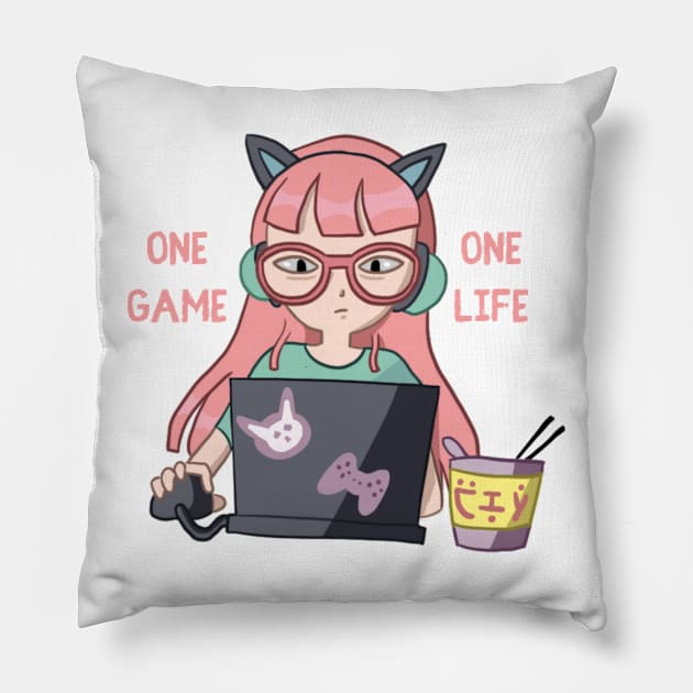 Game girl Pillow by Reevi