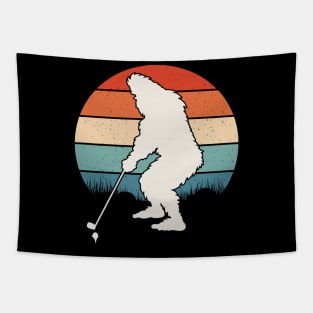 Retro Bigfoot Playing Golf Tapestry