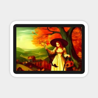 Autumnal witch Magnet