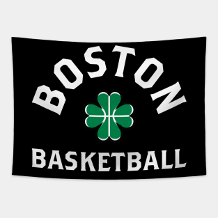 Boston Beantown Clover Basketball Fan T-Shirt: Show Your Pride for Boston & Hoops Tapestry