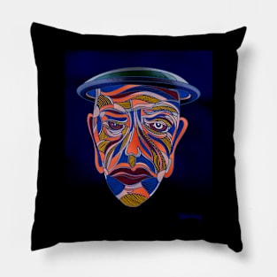 Line Drawing of a man’s face with strange hat Pillow