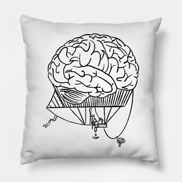 Anatomical brain hot air balloon Pillow by Carries Design 