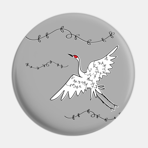 Sandhill Crane Flying Pin by ArtAndPixels