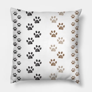 Brown and black colored paw prints Pillow