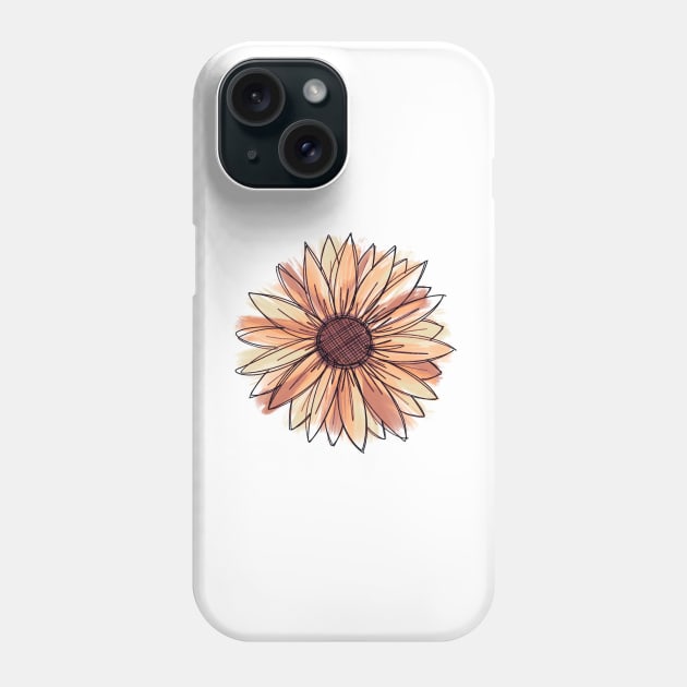 Autumn Watercolor Sunflower Phone Case by ontheoutside