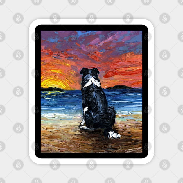 Beach Days - Border Collie Magnet by sagittariusgallery