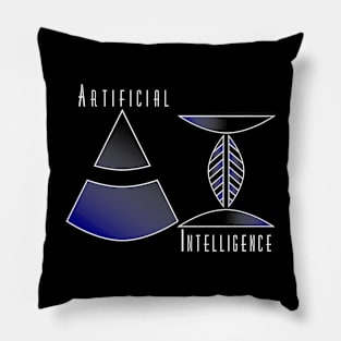 Artificial Intelligence | Geometric Letters Slogan Black Pillow