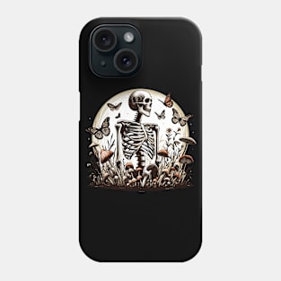 Botany mushroom skeleton and butterflies Phone Case