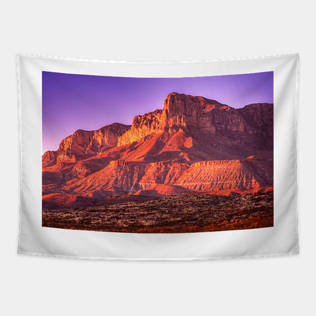 Guadalupe Peak Sunset- Guadalupe Mountains National Park Tapestry by StonePics