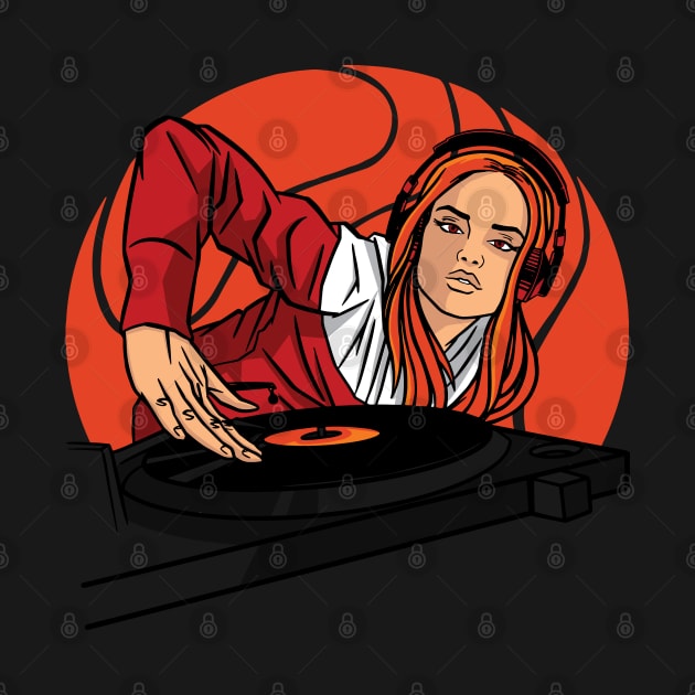 Female DJ Old School Disc Jockey by Printroof