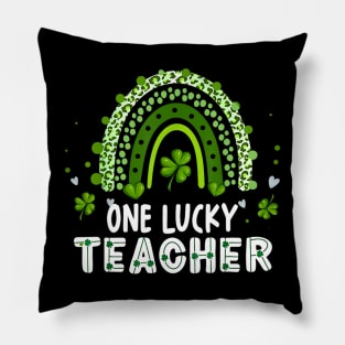 One Lucky Teacher Leopard Rainbow Lucky St Patrick’s Day Pillow