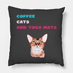 Coffee cats and yoga mats funny yoga and cat drawing Pillow