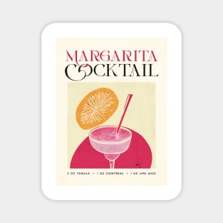 Margarita Retro Poster Pink Print Bar Prints, Vintage Drinks, Recipe, Wall Art Magnet