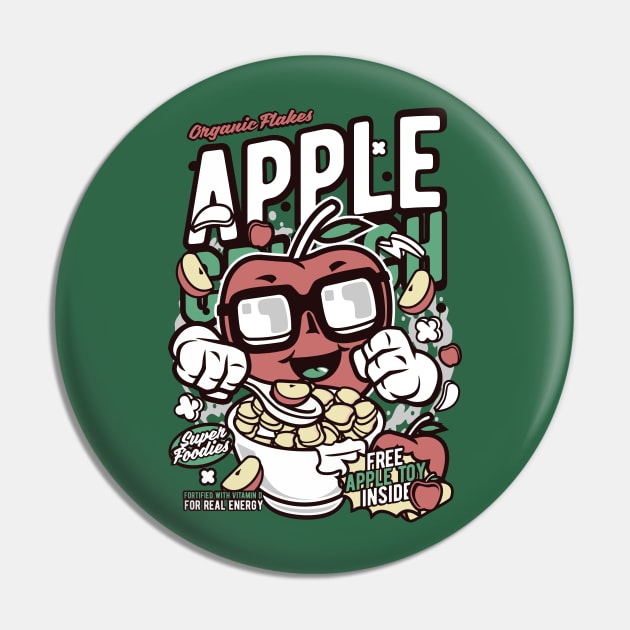 Retro Cartoon Cereal Box // Apple Crunch // Funny Vintage Breakfast Cereal Pin by SLAG_Creative