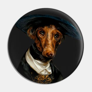 Portrait dachshund in baroque style, anthropomorphic Pin