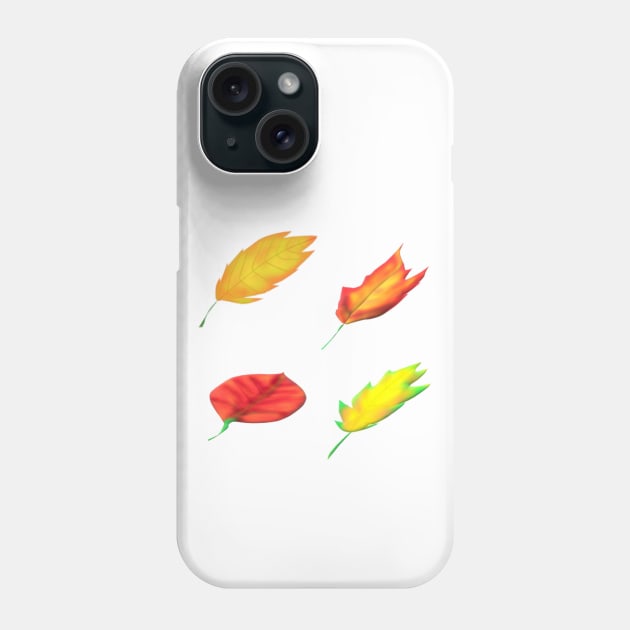 Fall Leaves (White Background) Phone Case by Art By LM Designs 